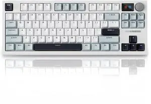 FKZ LT84 Wireless Mechanical Keyboard,75% Hot Swap Custom LED Backlit Gaming Keyboard with Smart-Screen&Knob,Tri-Mode BT5.0/2.4G/Type-C Wired Creamy Keyboard Gasket Mount NKRO TKL Keyboard (Blue)