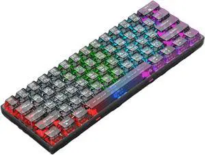 61 Keys Gaming Keyboard Full-Transparent RGB Backlit USB Keyboard for Laptop Desktop Computer Accessories