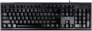 Black Wired Keyboard with 104-keys, Foldable Stands, and LED Indicator Lights
