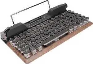 Cuifati Retro Typewriter Mechanical Keyboard 5.0 Computer Keyboard with Ergonomic Leather Hand Rest, Colorful Backlight, Wireless Connection for Tablet and Phone