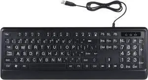 Large Print Computer Keyboard USB LED Keyboard Full Size Computer Keyboard with Customizable LED Backlit Lighting