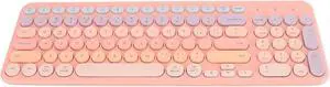 Yunir Keyboard,2.4G Cute Round Keycaps Retro Typewriter Flexible 96 Keys Full Size Keyboard,Plug and Play,Ergonomic Keyboard for Computer Laptop PC Desktops (Pink)