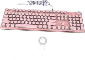 RGB Mechanical Keyboard Pink Typewriter Keyboard for Gaming Retro Punk Laptop Accessory