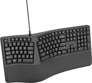 Wired Split Keyboard, Wireless Ergonomic Keyboard 110-Key Full-Size Layout/7 Shortcut Keys, for Windows Computer Desktop Laptop Black