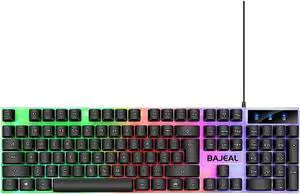 Seven Color Lights Backlit Keyboard 98 Keys Gaming Keyboard 1.5M Cable Wired USB Keyboard for Computer Laptop for Pc