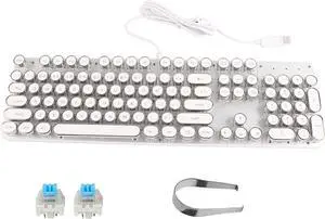 900-5 Mechanical Keyboard White Retro Round Cap QWERTY Layout Game Keyboard Computer Parts