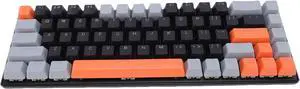 Asixxsix Mechanical Gaming Keyboard, 68 Keys 60 Percent Wired RGB Gaming Keyboard with Blue Switch, 3 Colors Key Cap USB Ultra Compact Mechanical Keyboard for PC Laptop Computer (Orange Gray Black)