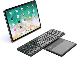 Foldable Bluetooth Keyboard with Touchpad, Full Size Wireless Keyboard for iPad and Tablets, Black
