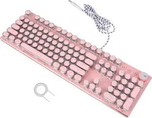 Retro Mechanical Gaming Keyboard Compact Design for Laptops Vintage Round Keycaps Comfortable Touch for Gamers and Aesthetic Enthusiasts