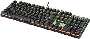 HOMSFOU Keys RGB Backlight Mechanical Keyboard for Gaming and Office Use Wired Ergonomic Design Colorful Led Effects and Built for Laptop Users