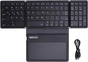Bluetooth Keyboard with Touchpad, Tri Folding Portable Keyboard for Computers Tablets, Responsive Scissor Switch Keys, Integrated Touchpad, Supports Wins, OS X, Android