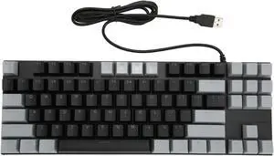 Mechanical Keyboard 87 Keys Blue RGB Backlit Ergonomic Wired for Laptop Desktop PC Quick Response (Wired Black Gray)