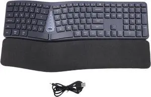 Zopsc Split Keyboard with Cushioned Wrist Rest Ergonomic Wireless Keyboard 2.4G Dual Mode 111 Keys Adjustable Tilt 3 Angles 200H Battery Life for PC Laptop