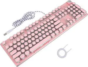 Homoyoyo Retro Punk Mechanical Keyboard for Laptop Typewriter Style Wired Gaming Keyboard with Led Backlight Comfortable Touch Unique Design for Stylish Users