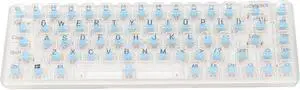 Asixxsix 60 Percent Mechanical Keyboard, 68 Keys Wired PC Gaming Keyboard with Blue Switch, Transparent Keycaps Anti Ghosting RGB Gaming Keyboard for PC Laptop, Plug and Play