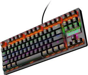 Homoyoyo 1pc Punk Mechanical Gaming Keyboard Keys Rainbow Backlit Ergonomic Design for Office and Laptop Use USB Wired for Enhanced Performance