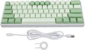 60% Mechanical Keyboard, 61 Keys Ultra Compact Gaming Keyboard, RGB Hot Swappable Blue Switch Keypad, 2.4Ghz Bluetooth Wired, for PC, Computer