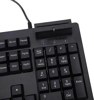 104 Key Quiet USB Keyboard with IC Card Slot, ABS Material, PLL Technology for Stable Data Transmission, Adjustable Non Slip Feet, Ergonomic Design