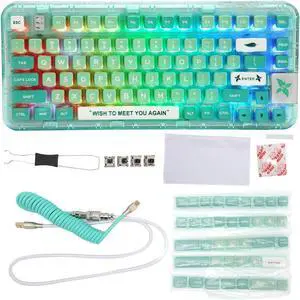 Mechanical Gaming Keyboard, RGB Backlit 80 Keys Compact Computer Keyboard, Triple Modes BT 2.4GHz Type C Wired, for OS X iOS Android Laptop Phone (Green)