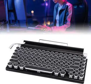 CUIFATI Retro Typewriter Keyboard, 83 Keys Mechanical Keyboard, Wired & Bluetooth Vintage Keyboards with Integrated Stand for Tablet Phone, 14 Backlit Modes, Hot Swappable (Black)