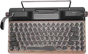 Zopsc Retro Typewriter Mechanical Keyboard, 84 Key RGB Backlit Bluetooth Wired Keyboard with Blue Switches & Leather Wrist Rest for PC Tablet