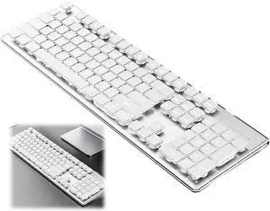 Wireless Mechanical Keyboard, with Numeric Keypad and Colors Backlight, Waterproof and Full Size Quiet Computer Keyboard for Windows Desktop, PC, Laptop, Gaming (Silver-White)