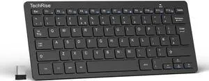 2.4G Wireless Keyboard - Mini Compact Keyboard with Media Hotkeys, 12-Month Battery Life, Compatible with PC, Desktop, Laptop, Smart TV - Black