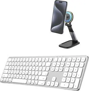 SODI Backlit Wireless Keyboard for Mac Full Size with Magnetic Phone Stand, Continuity Camera Mount for MacBook, Compatible with iPhone 16/15/14/13/12 Series