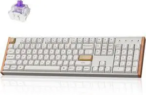 Keychron K10 HE Wireless Hall Effect Keyboard, Magnetic Switch Hot Swappable, Adjustable Actuation Rapid Trigger Mode with Aluminum + Wood Frame, Full-Size Custom RGB for Mac Windows Linux - White