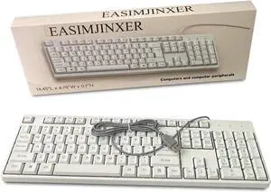 Keyboard,Ultra Compact Mini 68 Key with Wired Keyboard,Anti-Ghosting Keys, for Windows Laptops and PC Gamers,White
