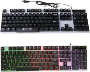 Full Size Mechanical Gaming Keyboard, Ultra-Slim Wired Keyboard, Splash-Proof, Full-Key Rollover, for Ideal for