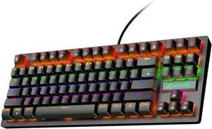 DOITOOL 1pc Punk Mechanical Keyboard Rainbow Lighting Design Keys for Gaming and Office Use Compatible Laptop and Desktop for Black