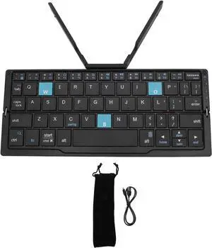 Compact Folding Keyboard, Portable BT Keyboard, Rechargeable Folding Keyboard for Android Tablet Phone Laptop (Black Gray)