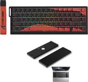 ATTACK SHARK X68PRO HE 60% Magnetic Switch Gaming Keyboard with 8000Hz Polling Rate, Rapid Trigger,Tri-Mode Connection & RGB,Bundle with External Keyboard Stand for Split Laptop Layout-Black&Red