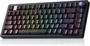 HI75C Pro Gaming Keyboard, RGB Backlit Bluetooth/USB-C/Wireless Mechanical Keyboard, Hot Swappable Creamy Keyboards for PC/MAC/Windows Gamer (Black, HI75C PRO)