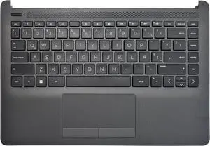 Laptop US Keyboard Compatible for HP 14S-CF1000 14S-CF2000 14-CF0013DX 14-DK0000 14-DK0600 14-DK0400 No Backlit with TouchPad Palmrest Upper Cover 6070B1751308 6070B1751306 (Gray)