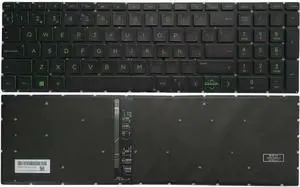 OEM Spanish Backlit Laptop Keyboard for HP Pavilion Gaming 15-CX TPN-C133 15-DK 15T-DK TPN-C141 15-EC TPN-Q229 17-CD TPN-C142 16-A - Green Font Design Accessories