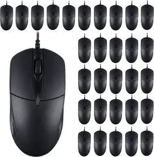 Kathfly 50 Pcs Black Wired USB Computer Mouse Bulk 1000 DPI 3 Button Corded Mouse with Home Office Noiseless Simple USB for Computer Laptop Desktop PC Kathfly 50 Pcs Black Wired USB Computer Mouse Bulk 1000 DPI 3 Button Corded Mouse with Home Office Noiseless Simple USB for Computer Laptop Desktop PC