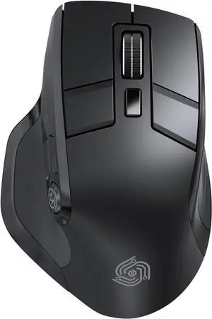 Ergonomic Silent Wireless Mouse 2.4GHz Bluetooth- for Computer Laptop Tablet,Multi-Device Toggle,OLED Display,Adjustable DPI, Full Size, 9 Buttons,Rechargeable, MKE-602, Black