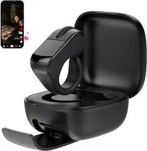 TikTok Scrolling Ring with Touchpad, Finger Silent Air Mouse, Remote Control for TikTok/YouTube Shorts/Instagram Reels, Bluetooth Page Turner for iPad/Kindle App/iPhone/Android/PC (Black)