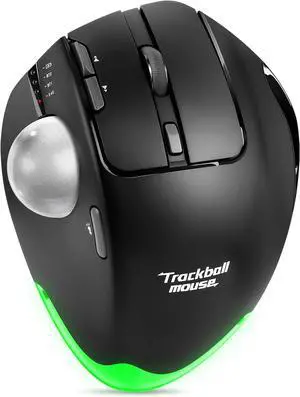 TRELC Wireless Trackball Mouse, Ergonomic Rollerball Mouse with 4800 DPI/7 Programmable Buttons, Thumb Control Mice, Rechargeable Optical Mouse for 3 Devices, for Windows, PC, Laptop, Tablet (Black)