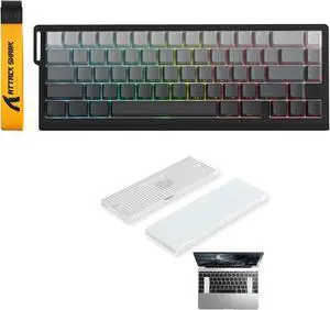 ATTACK SHARK X68PRO HE 60% Magnetic Switch Gaming Keyboard with 8000Hz Polling Rate, Rapid Trigger, Tri-Mode Connection & RGB, Bundle with External Keyboard Stand for Split Laptop Layout-Moonlit Night
