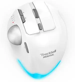 JOMAA Ergonomic Wireless Trackball USB Mouse with 4800 DPI/7 Programmable Buttons, Thumb Control Mice,3 Device Connection (Bluetooth or USB Receiver), Compatible for PC, Laptop, Mac, Windows.(Silver)