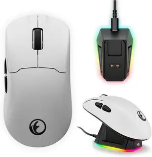 G63 2.4G/BT/Wired Tri-Mode 4K Wireless Gaming Mouse, PAW3395 Sensor, 58g Lightweight, 4000 Polling Rate, 26K DPI, 5 Programmable Buttons, RGB Magnetic Charging Dock with Wireless Receiver