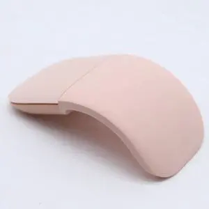 PWireless Foldable Arc Mouse Compatible with Microsoft Surface/MacBook, Portable Arc Touch Mouse, Compatible with Windows/Mac OS, Laptop Notebook Computer Accessories (Soft Pink)