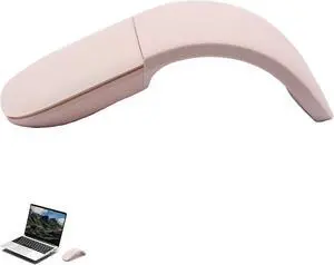 Foldable Arc Mouse Compatible with Microsoft Surface/MacBook, Portable Arc Touch Mouse, Compatible with Windows/Mac OS, Laptop Notebook Computer Accessories (Pink)