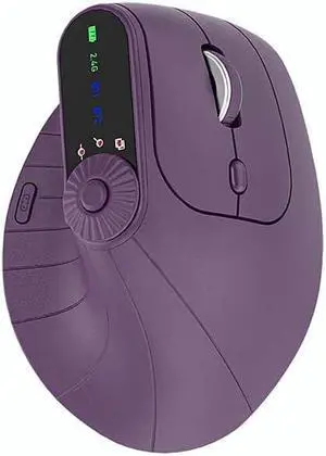 Sakerplus Ergonomic Triple-Connect Wireless Mouse, Vertical Ergonomic Mouse with 4 Adjustable DPI, Bluetooth 5.0 & USB-C Receiver, for Laptop/PC/Mac, Pain Relief for Office/Gaming/Design (Dark Purple)