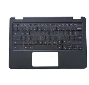 Laptop Palmrest Keyboard Compatible with De-l 3140 E3140 US Black 0F0C19 04T5PG 04TGRH (Keyboard Palm Rest Without Camera Hole, Without touchpad)