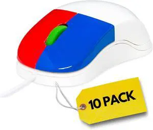 Clevy Kids Mouse - Colorful Ergonomic USB Computer and Laptop - School and Home Computer - Wired Children Friendly Mouse Compatible with Windows, MAC OS, Chromebook - (Pack of 10 Mice)