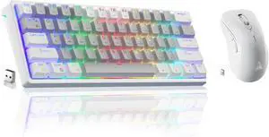 SM66 White Silent Dual Mode 2.4GHz Wireless Mouse, Adjustable 4200 DPI,Rechargeable Computer Mouse Wireless Office Mouse for PC Mac Laptop, Desktop